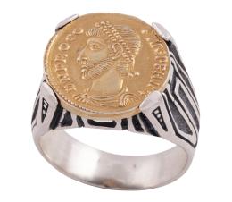 SORTIJA SELLO EN PLATA 925 CON MONEDA CHAPADA EN ORO
