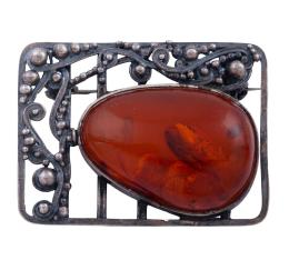 BROCHE EN PLATA 925 Y SÍMIL DE ÁMBAR