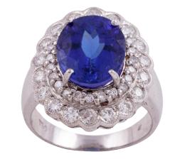 SORTIJA EN ORO 18KT, TANZANITA Y DIAMANTES