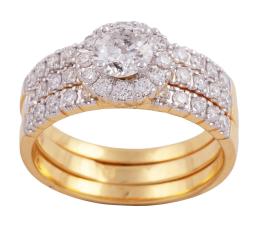 SORTIJA EN ORO BICOLOR 18KT Y DIAMANTES CON ARO EXTRAIBLE