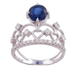 SORTIJA EN ORO 18KT, ZAFIRO Y DIAMANTES