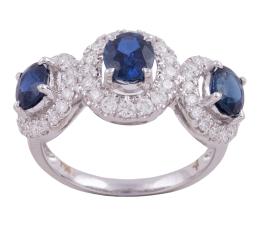 SORTIJA EN ORO 18KT, ZAFIROS Y DIAMANTES