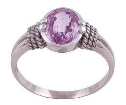 SORTIJA EN ORO 18KT Y ZAFIRO ROSA