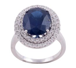 SORTIJA EN ORO 18KT, ZAFIRO Y DIAMANTES