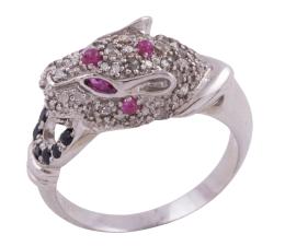 SORTIJA EN PLATA 925, RUBÍES, ÓNIX Y DIAMANTES BROWN