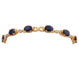 PULSERA EN ORO BICOLOR 18KT, ZAFIROS Y DIAMANTES