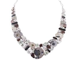 COLLAR EN PLATA 925, AMONITAS, PIRITAS, TURMALINAS Y CUARZOS