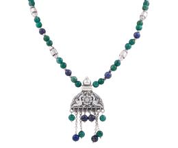 COLLAR EN PLATA 925, LAPISLÁZULI Y CUARZOS AVENTURINA