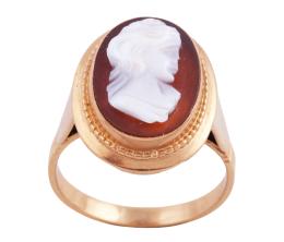 SORTIJA VINTAGE EN ORO 18KT Y CAMAFEO