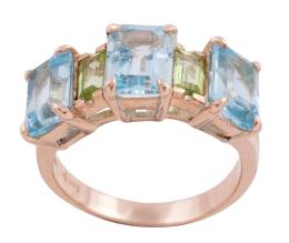 SORTIJA EN ORO 9KT, TOPACIOS Y PERIDOTOS