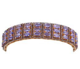 PULSERA EN PLATA 925 CHAPADA EN ORO, TANZANITAS Y DIAMANTES