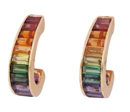 PENDIENTES EN ORO 18KT Y CUARZOS MULTICOLOR
