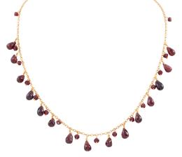 COLLAR CORTO EN PLATA 925 CHAPADA EN ORO Y GRANATES