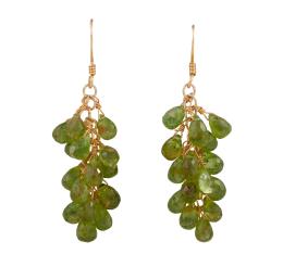 PENDIENTES EN PLATA 925 CHAPADA EN ORO Y PERIDOTOS