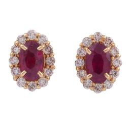 PENDIENTES EN ORO 18KT, RUBÍES Y DIAMANTES