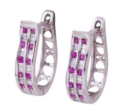 PENDIENTES EN ORO 18KT, RUBÍES Y DIAMANTES