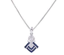COLGANTE EN ORO 18KT, ZAFIROS Y DIAMANTES CON CADENA EN PLATA 925
