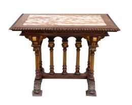 MESA ALFONSINA EN MADERA DE NOGAL TALLADA