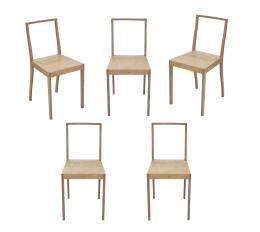 CONJUNTO DE 5 SILLAS "PLYWOOD", MARCA VITRA (SUIZA, 1980)