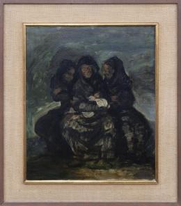 "DOS ANCIANAS CONSOLANDO A UNA MUJER DE LUTO" SEGUIDOR DE JOSÉ GUTIÉRREZ SOLANA (Madrid, 1886-1945)