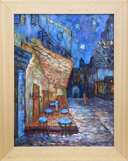 "TERRAZA DE CAFÉ POR LA NOCHE", COPIA DE LA OBRA ORIGINAL DE VINCENT VAN GOGH