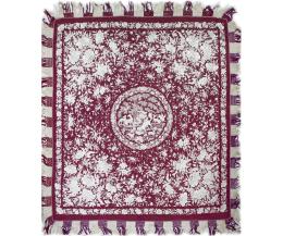 COLCHA DE MANILA EN SEDA, BORDADA CON HILOS DE SEDA EN BLANCO. DINASTÍA QING, S.XIX