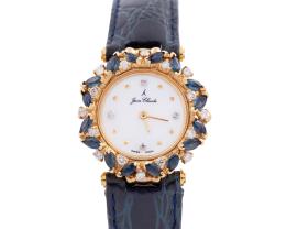RELOJ JOYA JAEAN-CLAUDE EN ORO 18KT, ZAFIROS Y DIAMANTES. CUARZO