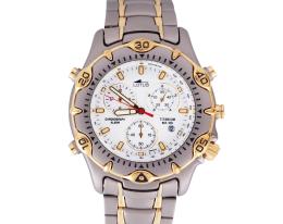 RELOJ CRONÓGRAFO LOTUS EN ACERO CON BISEL CHAPADO EN ACERO Y ORO. CUARZO