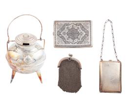 LOTE DE 4 OBJETOS COTIDIANOS EN PLATA 800m/m