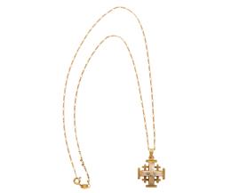 COLGANTE CRUZ DE JERUSALÉN Y CADENA EN ORO 18KT