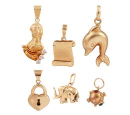 LOTE DE 6 COLGANTES EN ORO 18KT