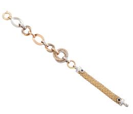PULSERA EN ORO TRICOLOR 14KT Y DIAMANTES