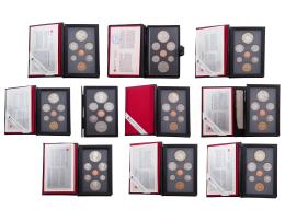 10 ESTUCHES CON 7 MONEDAS CANADIENSES CADA UNO