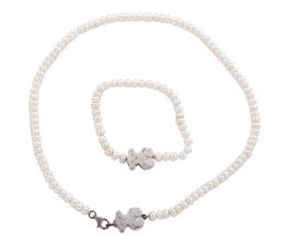 GARGANTILLA Y PULSERA "TOUS" CON PLATA DE LEY Y PERLAS