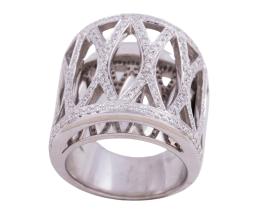 SORTIJA ANCHA EN ORO 18KT Y BRILLANTES