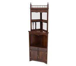 MUEBLE ESQUINERO EN MADERA DE NOGAL TALLADA