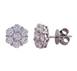 PENDIENTES ROSETA EN PLATA DE LEY Y MOISSANITAS