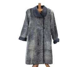 ABRIGO REVERSIBLE EN PIEL DE ASTRACÁN Y CUERO NEGRO