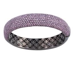 PULSERA EN PLATA DE LEY Y ZAFIROS ROSAS