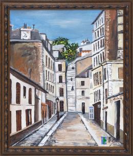 COPIA DE LA OBRA ORIGINAL "L'IMPASSE COTTIN, MONMATRE" DE MAURICE UTRILLO (Francia, 1883-1955)