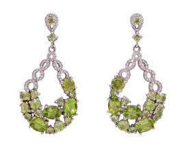 PENDIENTES EN PLATA DE LEY, PERIDOTOS Y TOPACIOS BLANCOS