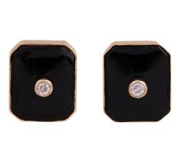 PENDIENTES EN ORO 9KT, DIAMANTES Y ÓNIX