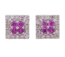 PENDIENTES EN ORO 18KT CON ZAFIROS ROSAS Y DIAMANTES