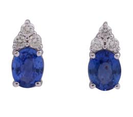 PENDIENTES EN PLATINO CON ZAFIROS Y DIAMANTES