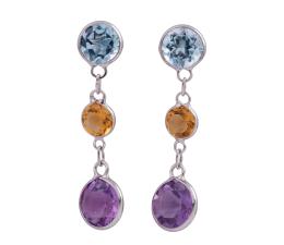 PENDIENTES EN ORO 18KT CON TOPACIOS, CITRINOS Y AMATISTAS