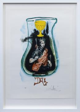 LITOGRAFÍA FIRMADA A MANO "EL REY DE COPAS"