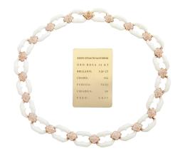 COLLAR DE DISEÑO R. S. SANTORINI EN ORO MACIZO DE 18KT, DIAMANTES Y CERÁMICA