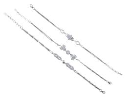 TRES PULSERAS EN PLATA MACIZA DE LEY Y CIRCONITAS