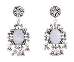 PENDIENTES LARGOS EN PLATA LEY MACIZO Y PIEDRAS LUNA