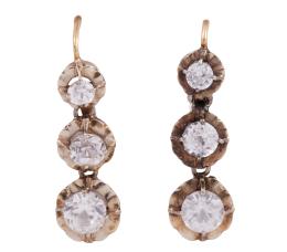 PENDIENTES VINTAGE EN ORO MACIZO DE 18KT Y TOPACIOS BLANCOS